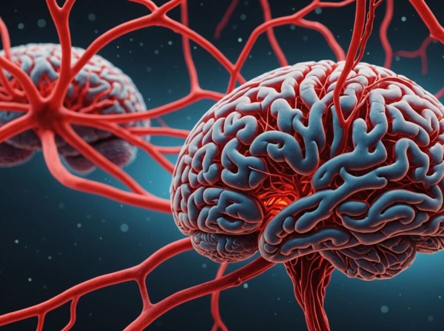 Brain blood vessels illustration fighting cognitive decline