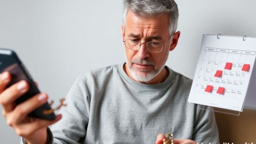 Frustrated patient with phone and missed appointments.