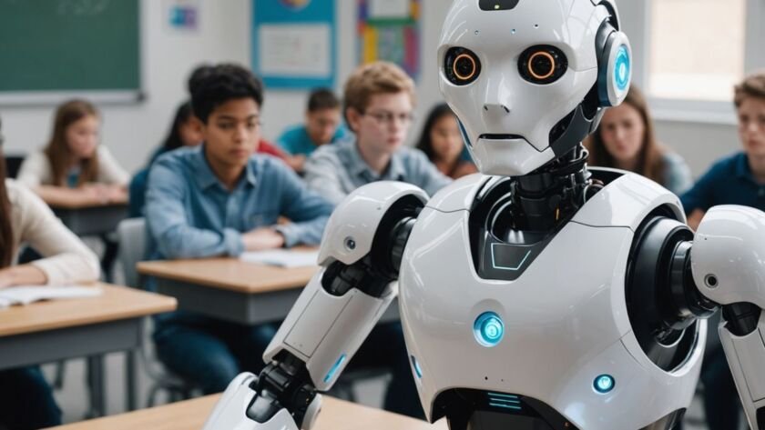 Robot in classroom with students