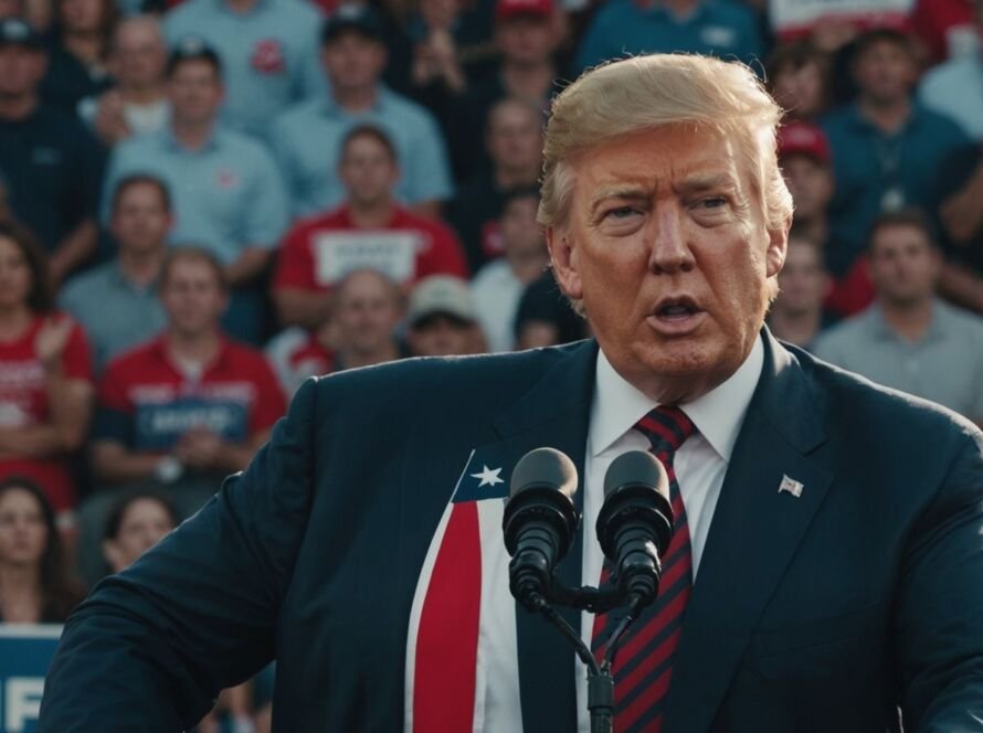 Trump speaking at rally, looking concerned, cognitive decline discussion