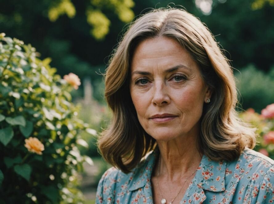 Barbara Elizabeth Conlee smiling in her lush green garden.