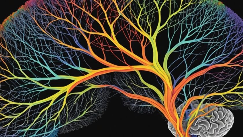 Brain with colorful neuron pathways